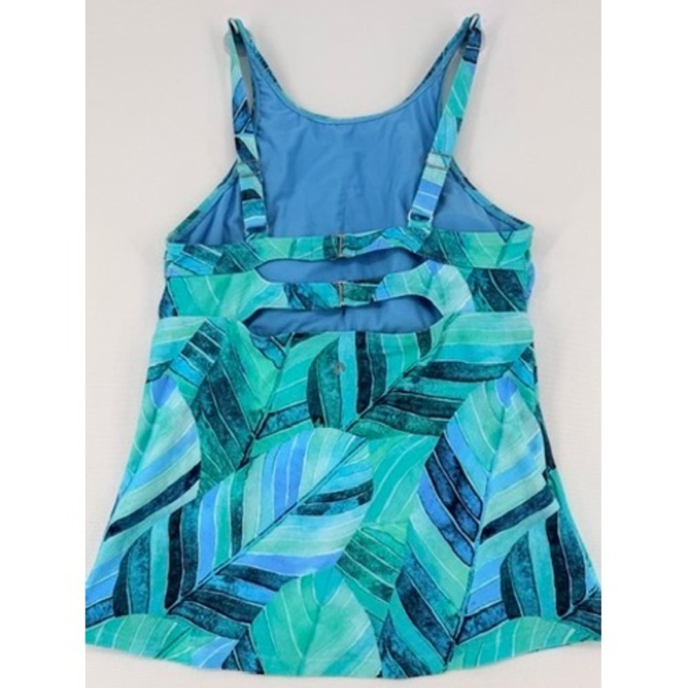 Next Aqua Leaf Print Tankini Top 34B/C Underwire NWT - Picture 2 of 10
